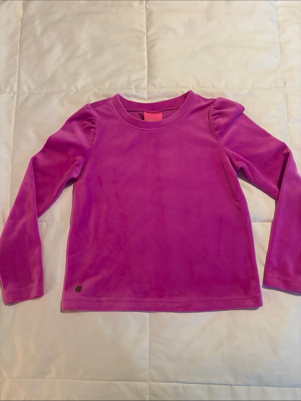 Lilly Pulitzer Girls' Long Sleeve Velvet Top in Fuchsia